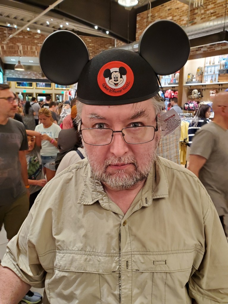 Bob in Mouse Ears being grumpy
