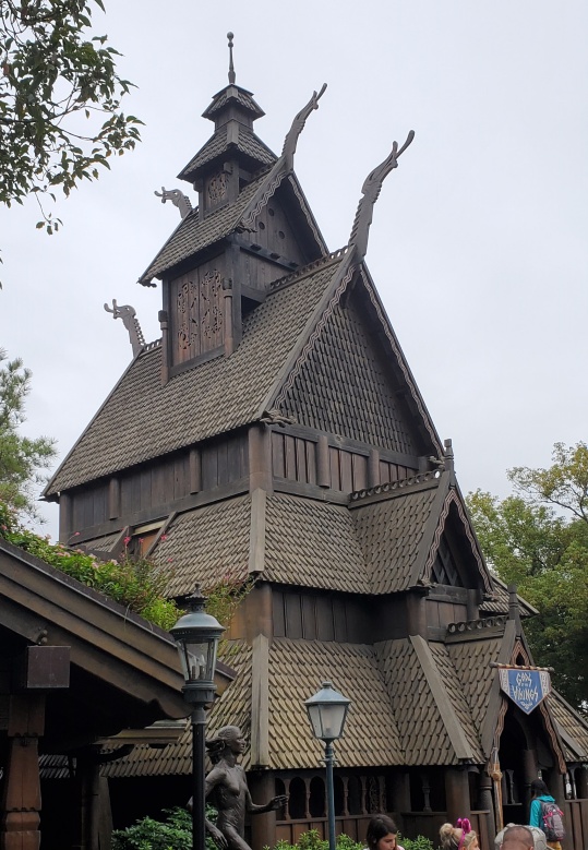 Stave church replica at the Norway pavilion in Epcot.