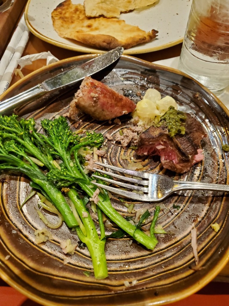 The remains of my Sanaa meal. I eventually ate the vegetables.